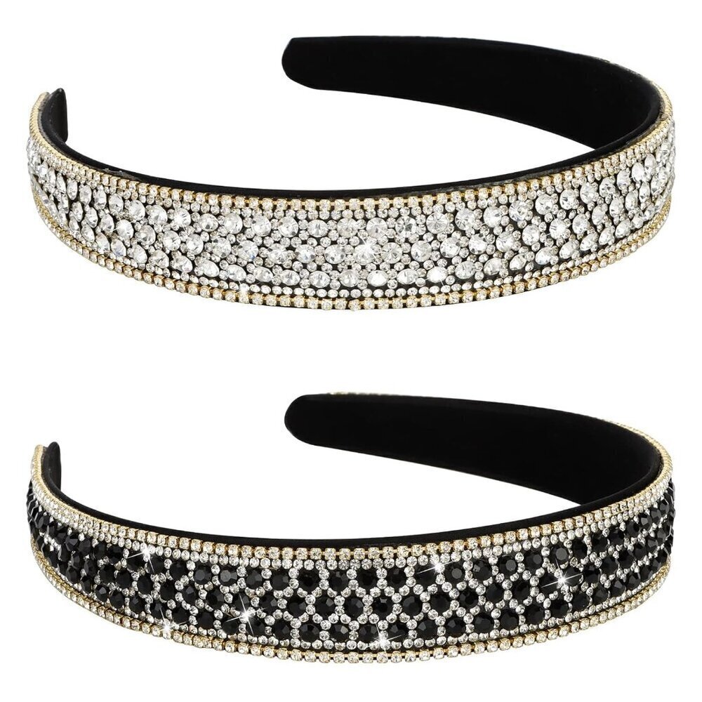 Rhinestone Headbands Set Women Girls Glitter Crystal Velvet Hair Accessories